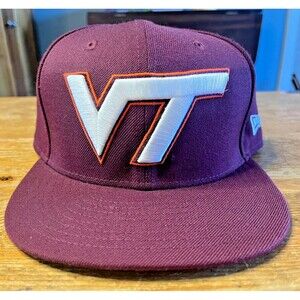 Virginia Tech Hokies Hat New Era 59Fifty Fitted 7 1/2 Spellout Back Logo